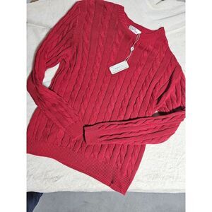 NWT ALASHAN Mens cotton cashmere crewneck cabled sweater , Large‎